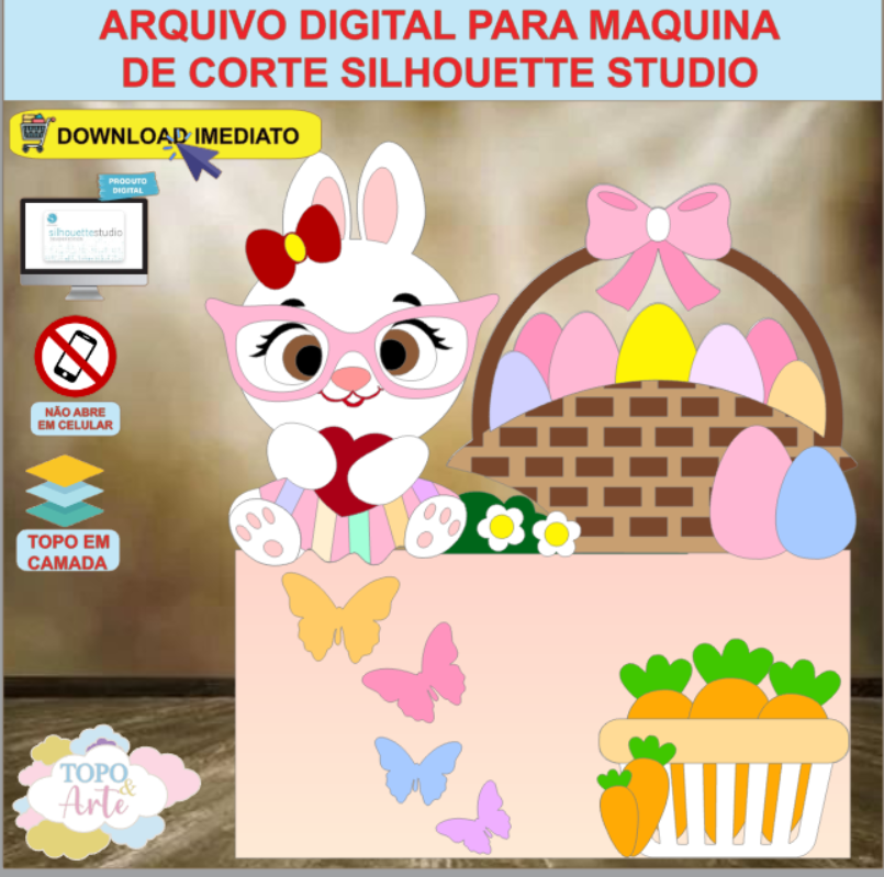 ARQUIVO de Corte Topo de Bolo Pascoa Menina - 33