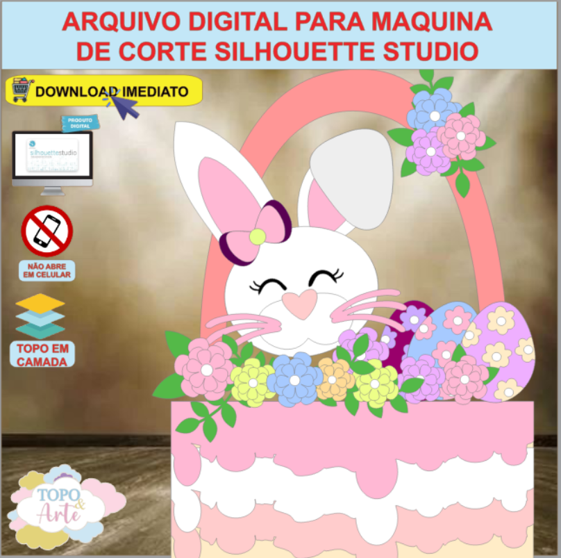 ARQUIVO de Corte Topo de Bolo Pascoa Menina - 35