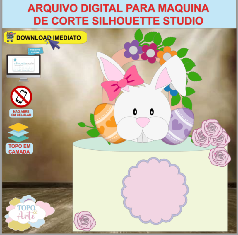 ARQUIVO de Corte Topo de Bolo Pascoa Menina - 36