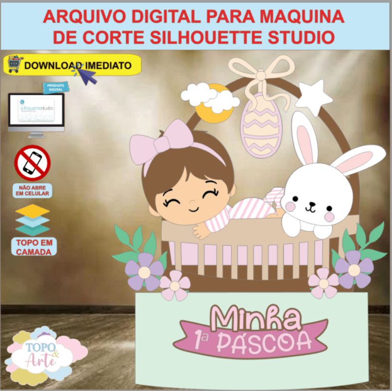 ARQUIVO de Corte Topo de Bolo Pascoa Menina - 46