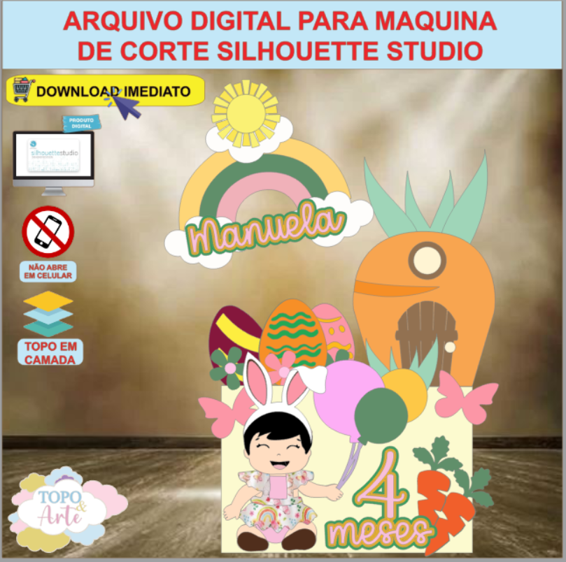 ARQUIVO de Corte Topo de Bolo Pascoa Menina - 47