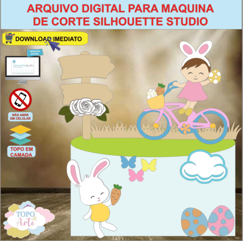 ARQUIVO de Corte Topo de Bolo Pascoa Menina - 51