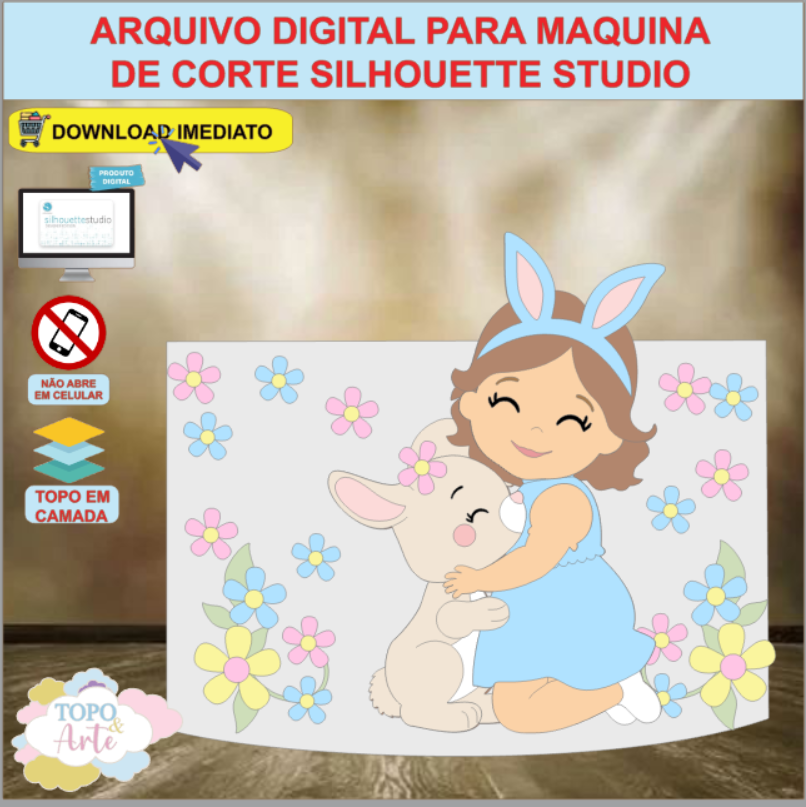 ARQUIVO de Corte Topo de Bolo Pascoa Menina - 52