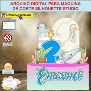 ARQUIVO de Corte Topo de Bolo Vela Cenario Fundo do Mar - 04