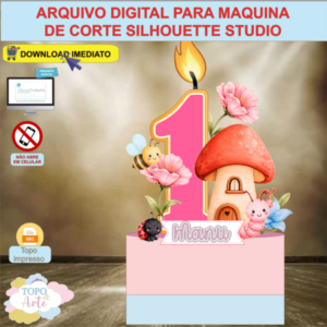 ARQUIVO de Corte Topo de Bolo Vela Cenario Jardim Encantado - 02